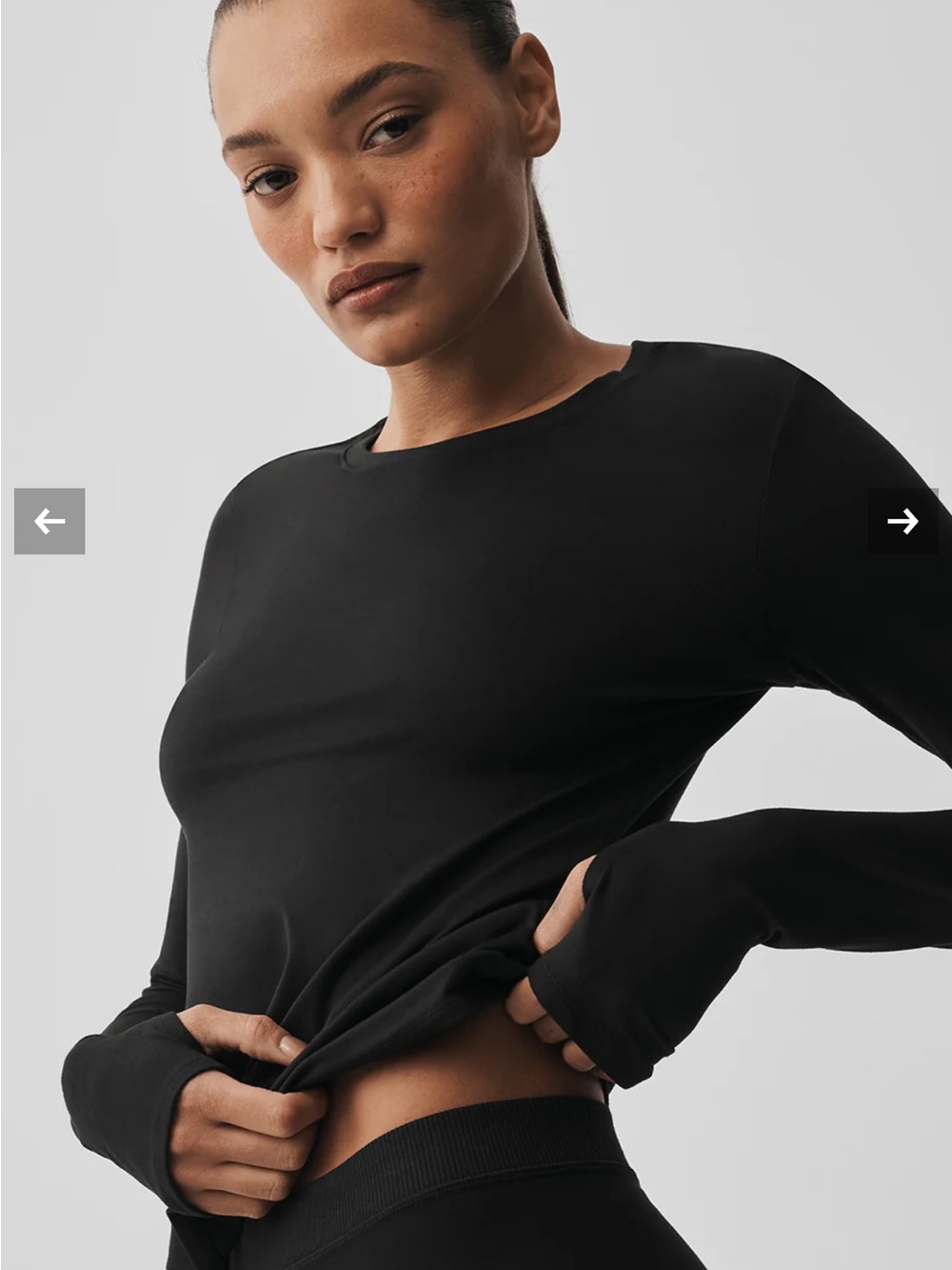 ALO Yoga AloSoft Black Long-Sleeve Performance Tee - M - Picture 2 of 7